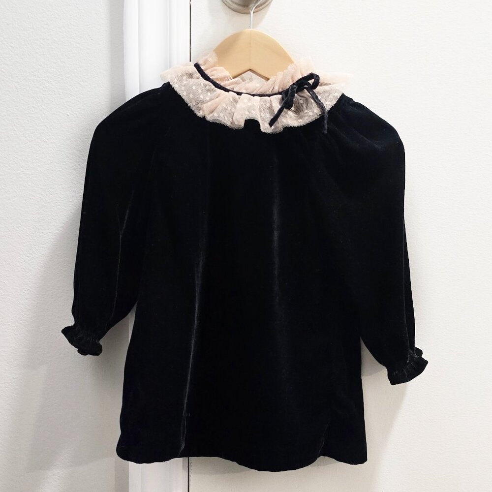 Janie and Jack The Velvet Ruffle Collar Dress 12-18m